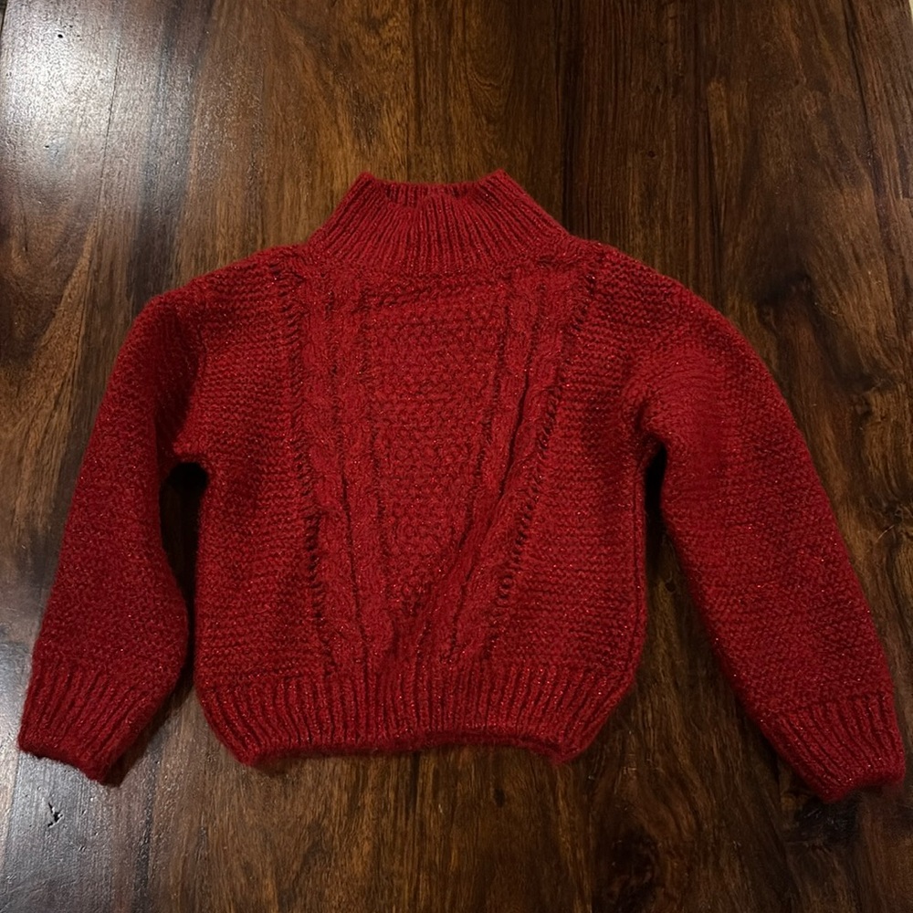 Mayoral Size 5 Red Sparkle Turtleneck
